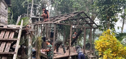Kerja Sama TNI dan Warga Giatkan Perbaikan Rumah Ibu Pasui di Katingan