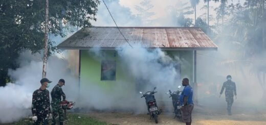 Prajurit YTP 859/RBK Ajak Warga Supiori Ciptakan Lingkungan Sehat Melalui Fogging