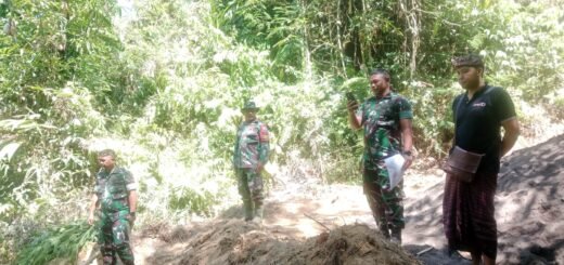 Pembangunan Jembatan di Bangli, Babinsa Mendampingi Dandim Tinjau Lokasi