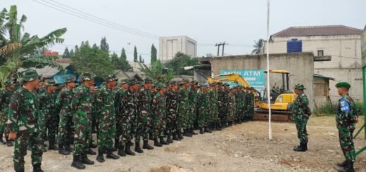 Kegiatan Apel Pagi Satgas TMMD di Desa Sumur Bandung untuk Persiapan Proyek